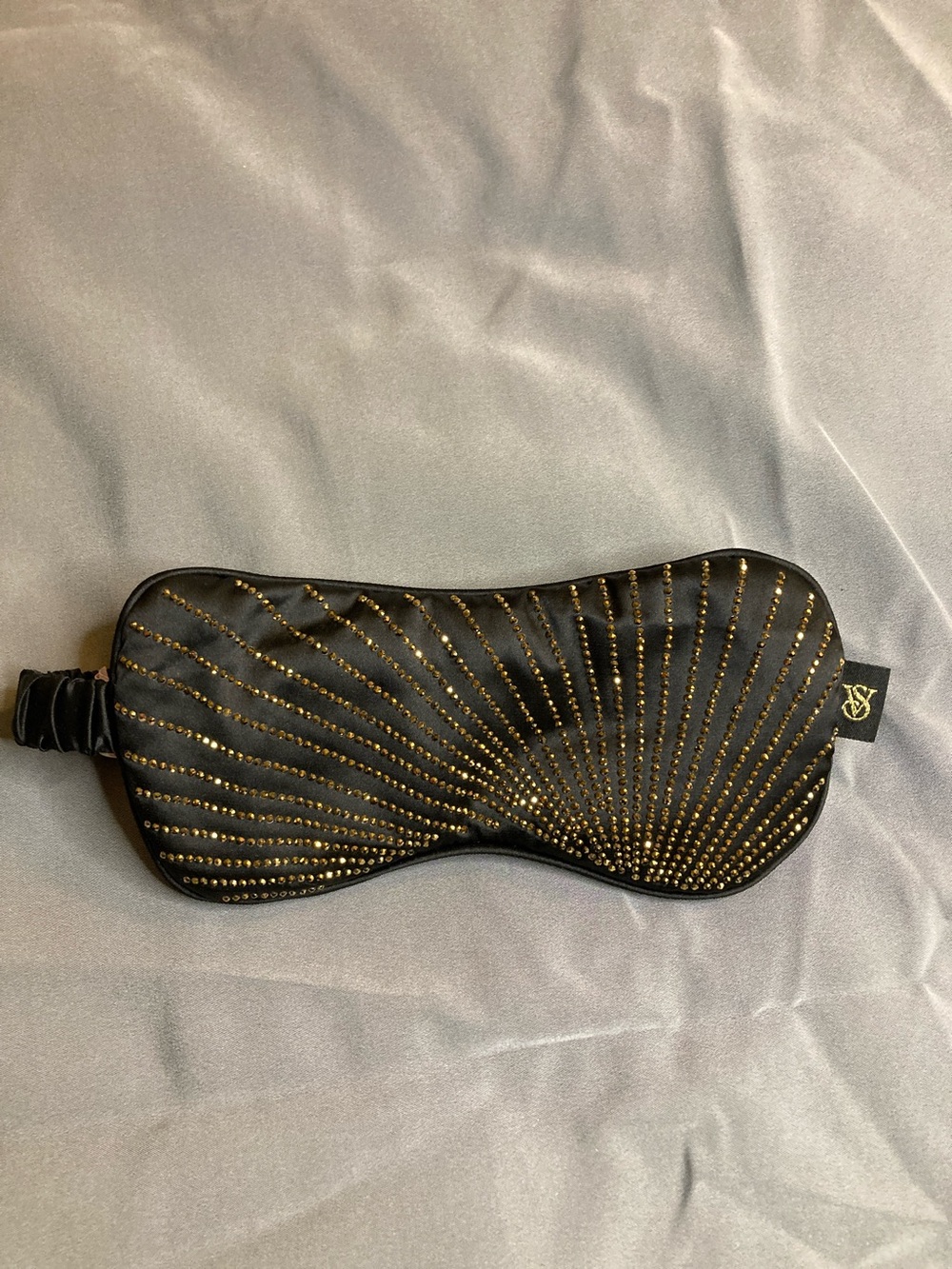 Victoria's Secret Black Satin Sleep Mask with Gold Stud Rays